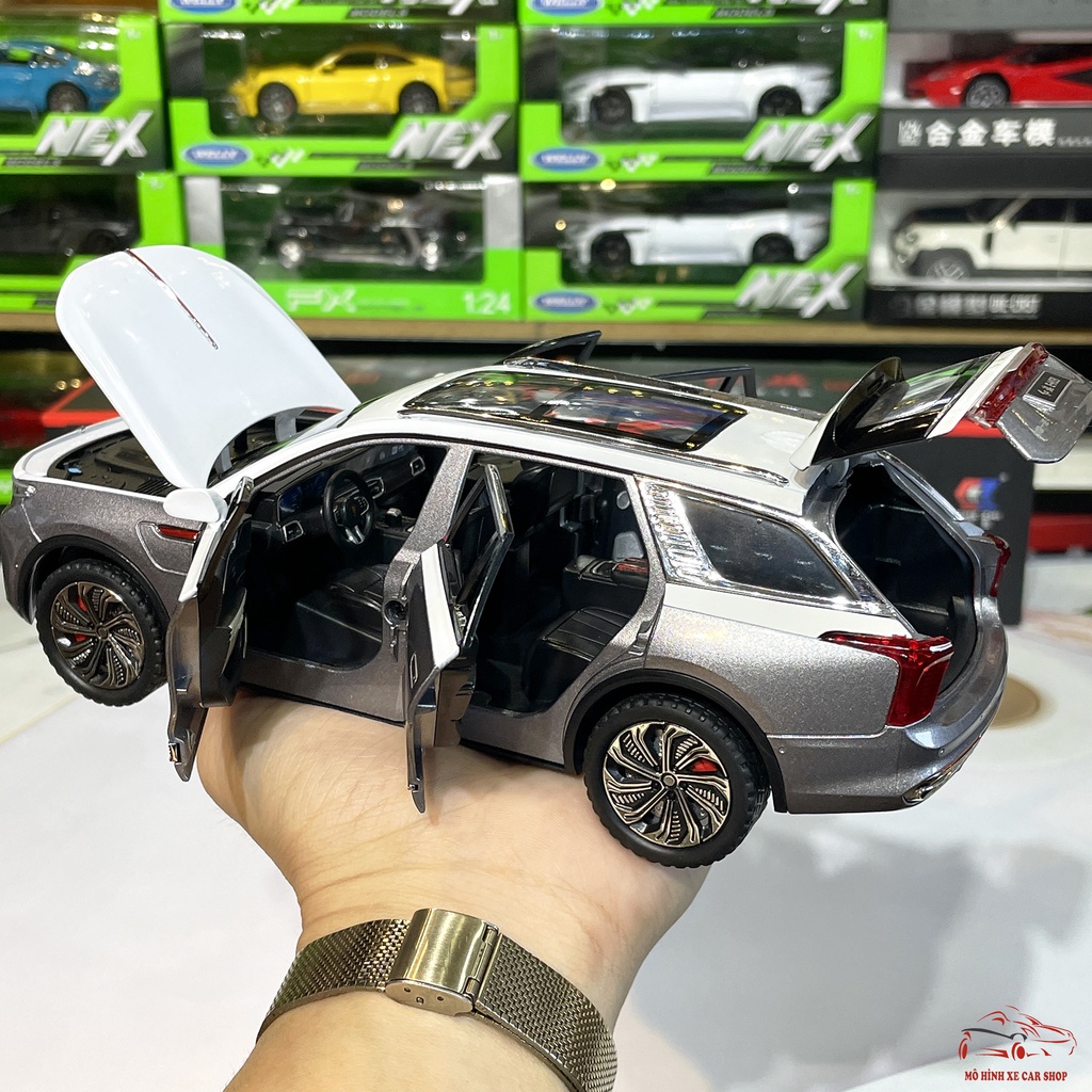 Mô hình xe ô tô hợp kim Hongqi E-HS9 tỉ lệ 1:24 đánh lái,bấm còi hãng Chezhi 3 màu