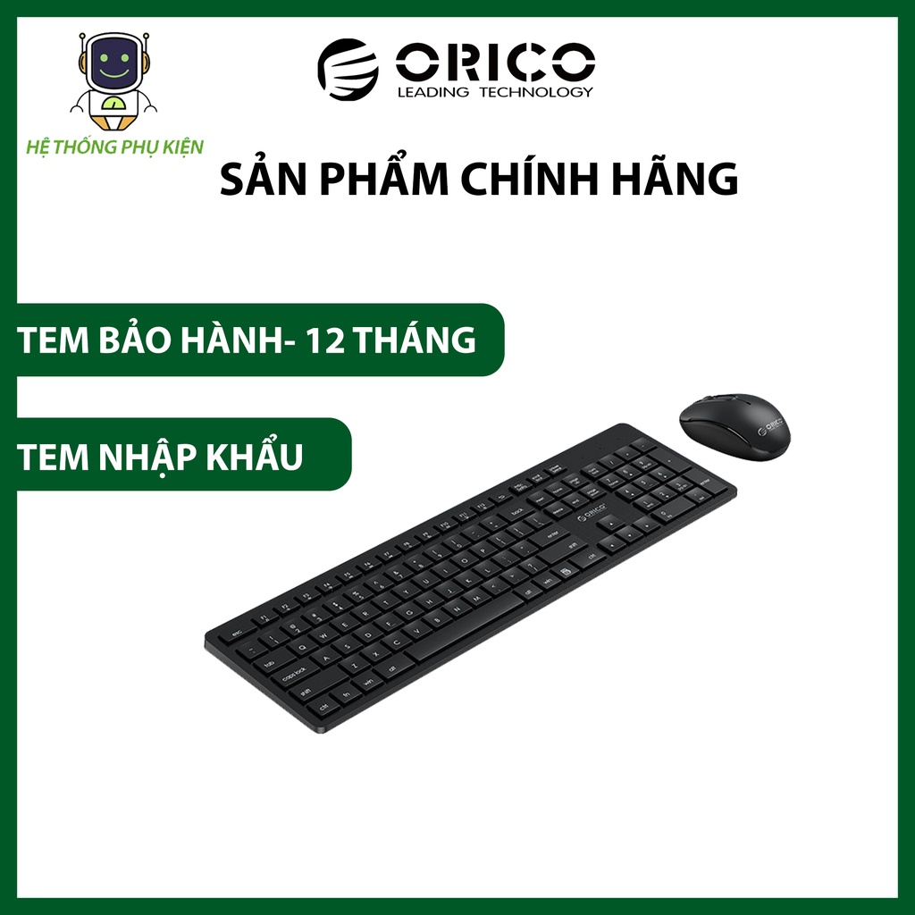 Bộ Bàn Phím & Chuột Quang Không Dây ORICO- WKM01-BK- Hàng Chính Hãng
