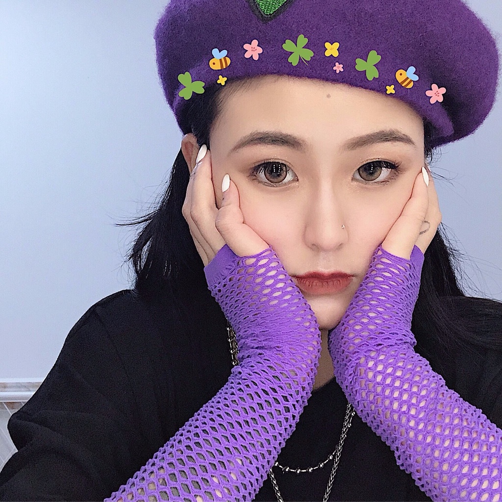 Punk Arm Cover Fishnet Gloves Female Mesh Stretch Long Gloves Women Fingerless Gloves Girls Gothic L