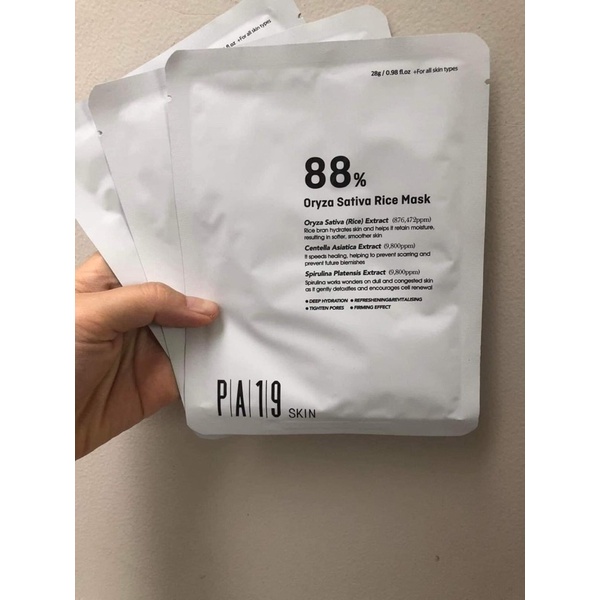 1 Hộp Mặt nạ PA19 SKIN 88% Oryza Sativa Rice Mask phục hồi căng bóng da