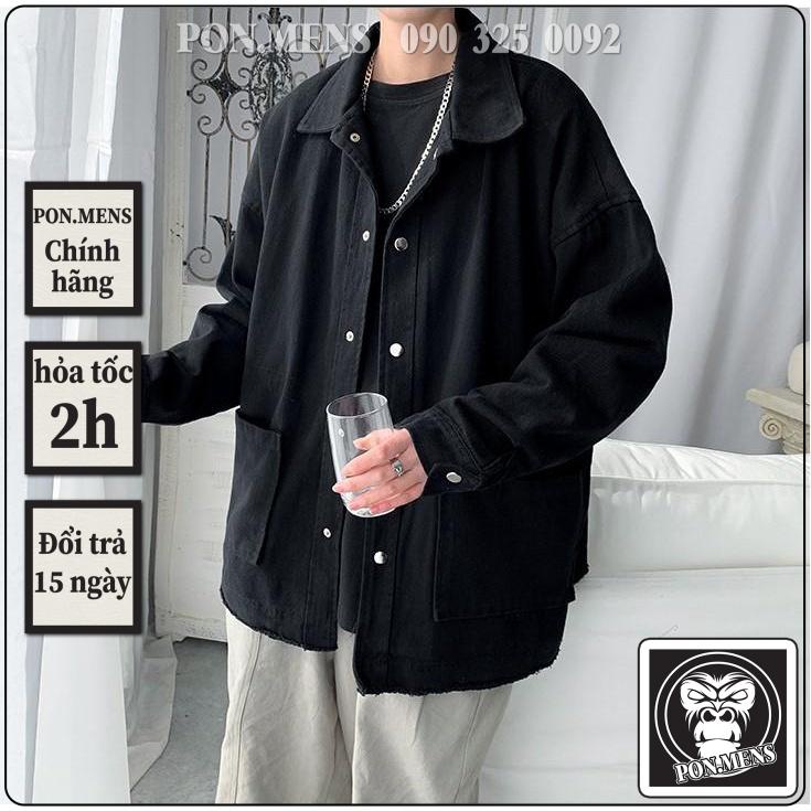 Áo khoác nam kaki form rộng dài tay màu đen và xanh phong cách Hàn Quốc PON.MENS hà nội