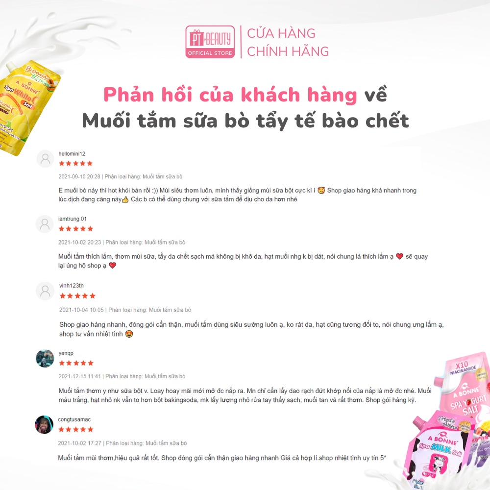 Muối tắm sữa bò, muối bò tẩy tế bào chết A Bonne Spa Milk Salt Thái Lan 350gr