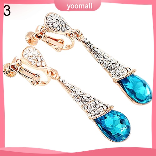 {YO} Bông Tai Kẹp Vành Tai Đính Đá Zircon Toàn Diện Cho Nữ