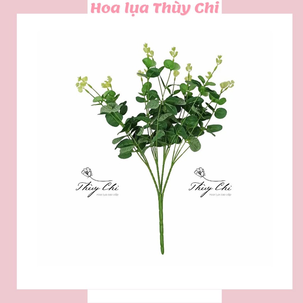 Hoa giả,hoa lụa- Cành lá dollar, cành lá táo 16 nhánh loại 1, màu như thật - Shop hoa Thuỳ Chi