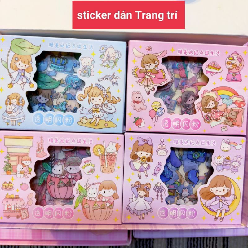 #Sticker hoạt hình công chúa Trang Trí - Sét 4 tờ