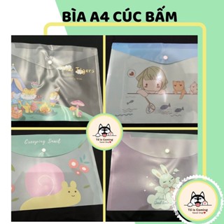 Bìa sơmi A4 nút bấm đựng tài liệu, giấy tờ - Túi đựng hồ sơ nhựa hoạ tiết dễ thương