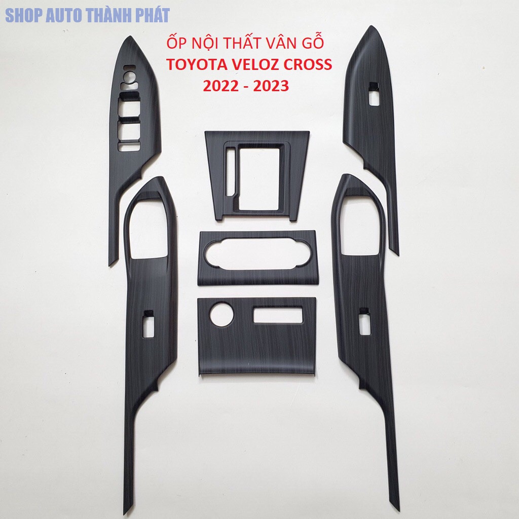 Ốp Nội Thất Vân Gỗ Xám Cao Cấp Xe Toyota Veloz Cross 2022, 2023 Đủ Bộ 7 Chi Tiết