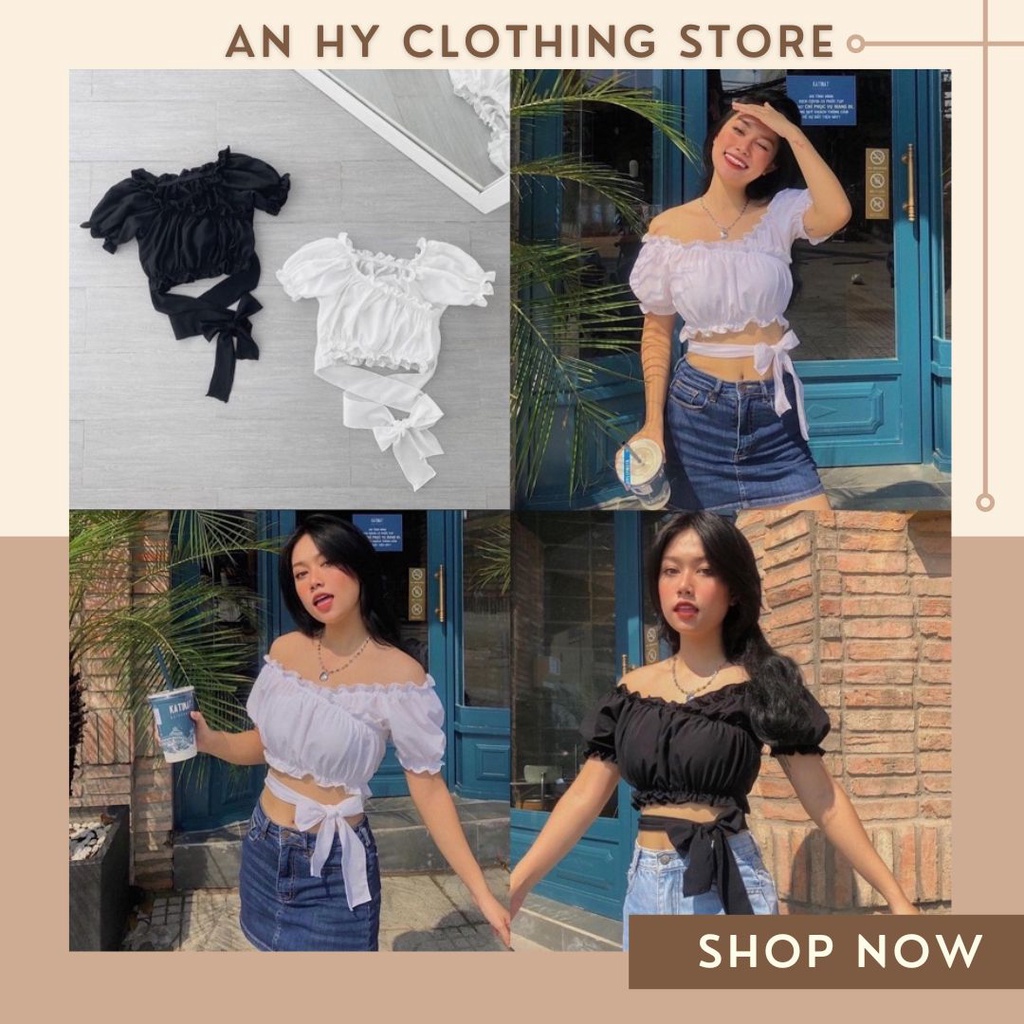 (có bán sỉ,ảnh thật,hoả tốc)🍒MIA_CROPTOP_ÁO_THẮT_NƠ_TAY_PHỒNG🥑
