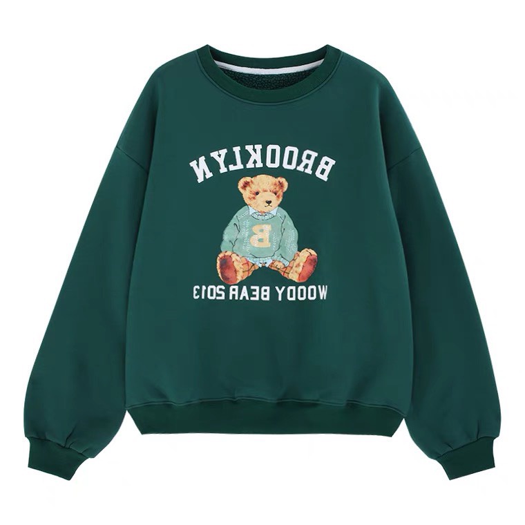 Áo sweater nỉ unisex gấu brooklyn dáng thụng in hình from dưới 65kg-Minxy shop