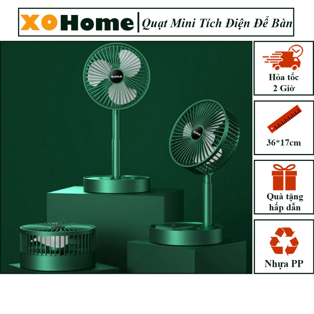Quạt mini để bàn làm việc sạc pin, Quạt tích điện mini văn phòng