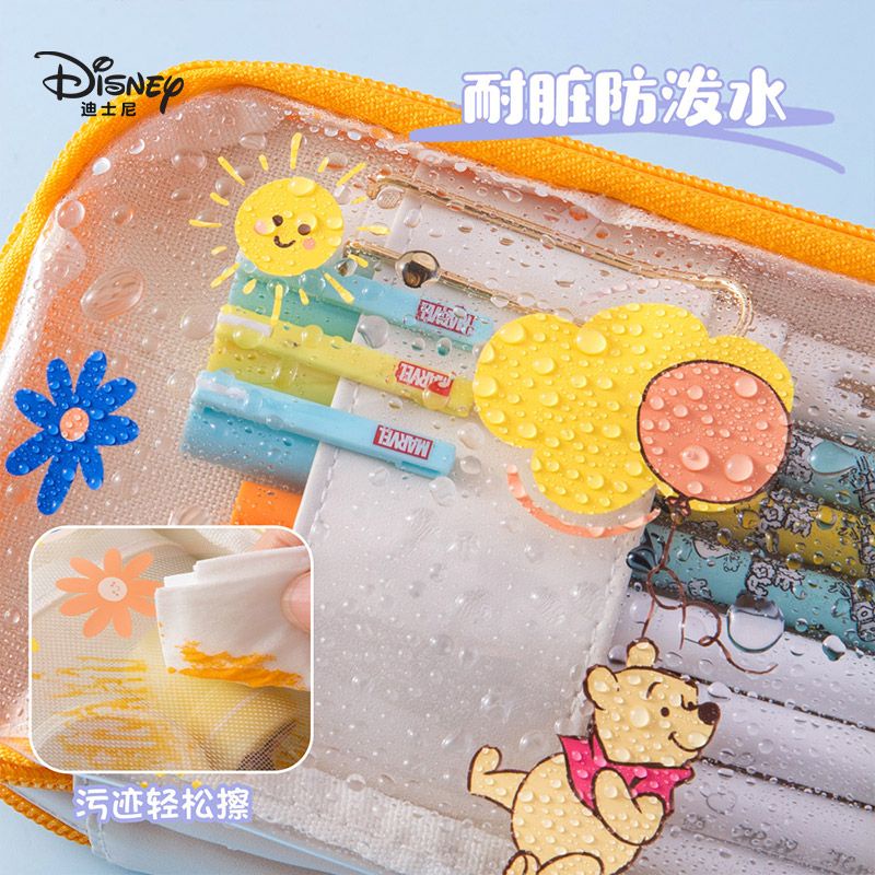 Hộp Bút Trong Suốt Họa Tiết Gấu Dâu Tây Disney Dễ Thương Sức Chứa Lớn