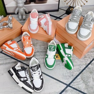 Giày Thể Thao LV cam, trắng xạnh lá super fullbox, bill Giày Nam nữ full sz 36-43