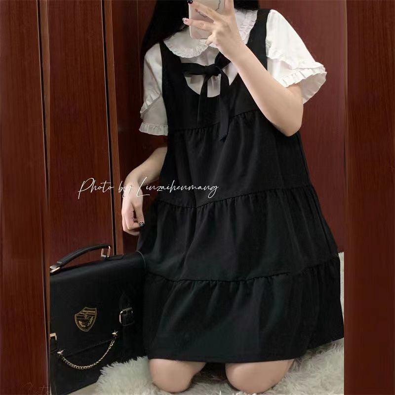 Váy yếm Set Áo Váy Hai Dây Dáng Rộng Phong Cách Mới Ngọt Ngào Thời Trang Mùa Hè Cho Nữ