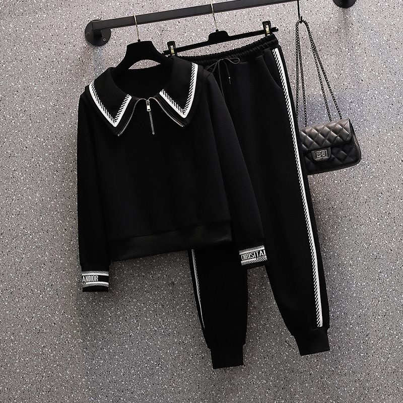 Bộ Đồ Thể Thao Hai Mảnh Áo Sweater Ôm Dáng Thời Trang Mùa Xuân 2022 Kích Thước Lớn Cho Nữ