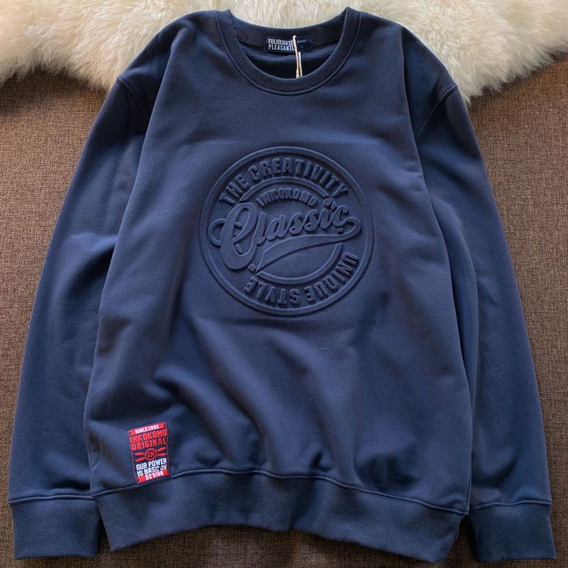 Áo Nỉ Tay Dài Cổ Tròn Họa Tiết Dập Nổi Phong Cách Mỹ Thời Trang Xuân Thu Mới 2022 Dành Cho Nam Nữ