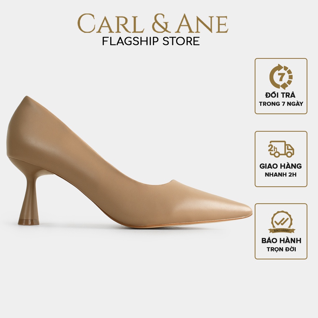 Carl & Ane - Giày cao gót bít mũi thời trang công sở gót nhọn cao 7cm màu cà phê - CP014