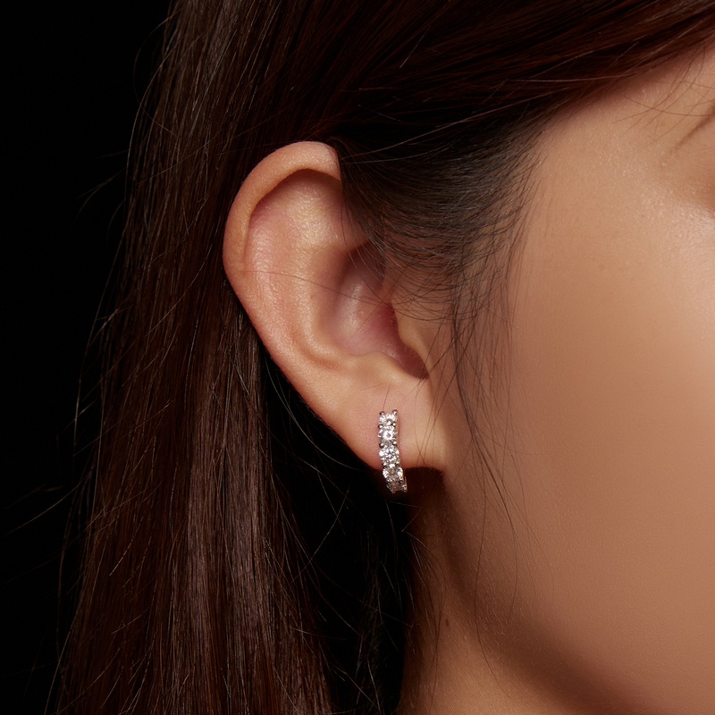 Bamoer Khuyên Tai Bạc 925 Đính Đá Lấp Lánh Thời Trang Cho Nữ Nissanite