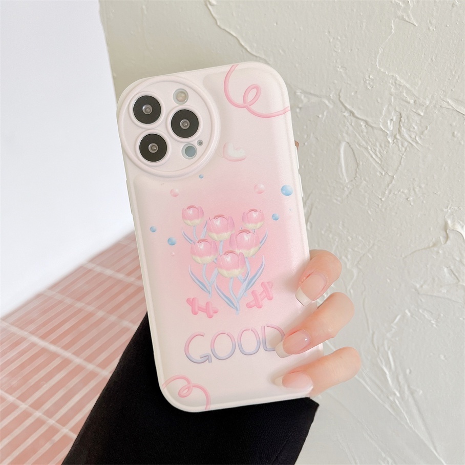 Ốp Điện Thoại Hình Hoa Tulip Có Đệm Khí Chống Rơi Cho Iphone6 6splus 7 7plus 8 8plus XR x xs 12 11 pro max plus 13 promax-5008