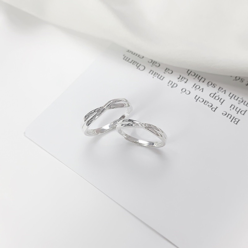 Nhẫn đôi chéo đá Choco Jewelry