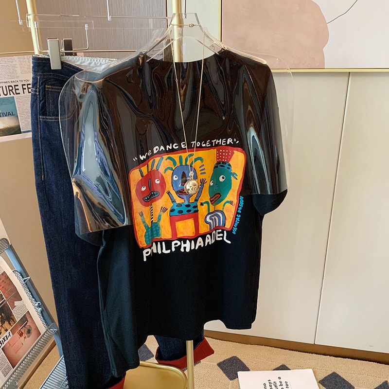 NRVP Áo Thun Unisex Mùa Hè Dáng Suông Tay Cộc Phong Cách Hàn Quốc Cho Nam Nữ