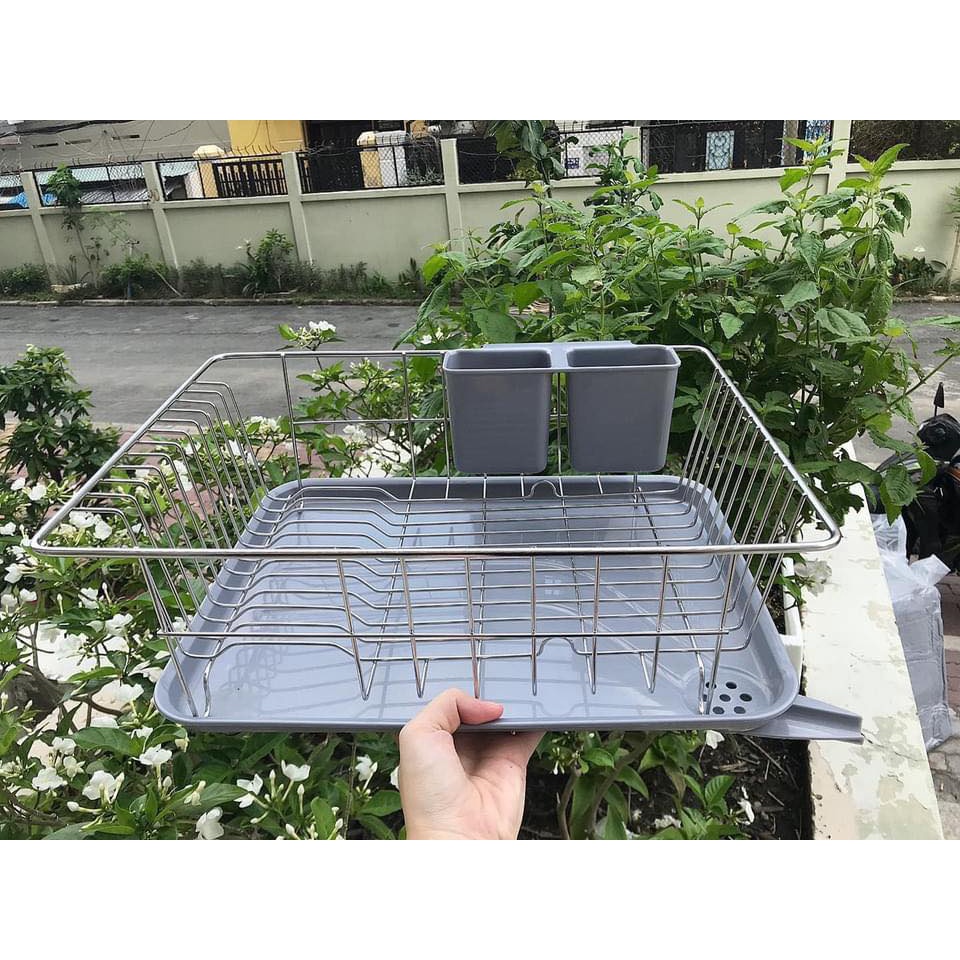 Rổ úp chén bát inox có khay hứng nước