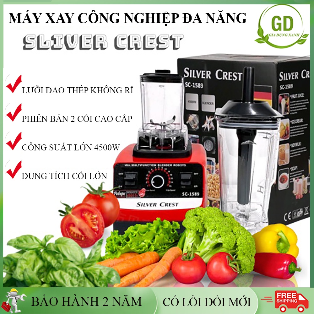 Máy xay sinh tố công nghiệp KAW - Hàng Chính Hãng, Công Suất 5500W, Lưỡi Dao Thép Chống Gỉ