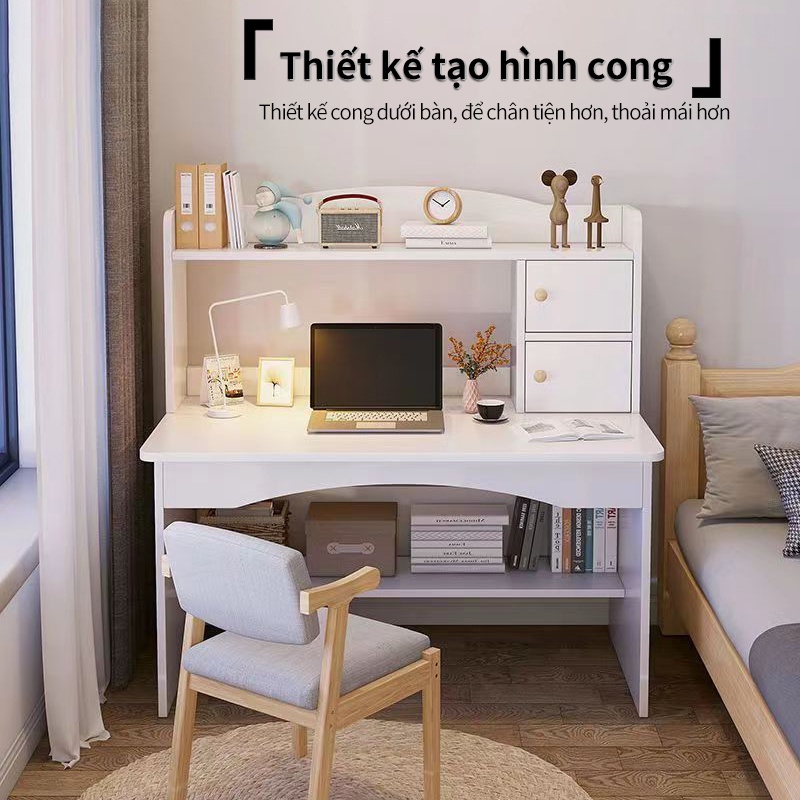 Bàn học bàn máy tính kèm giá sách đa năng nhiều ngăn hiện đại bàn làm việc bằng gỗ - FU158