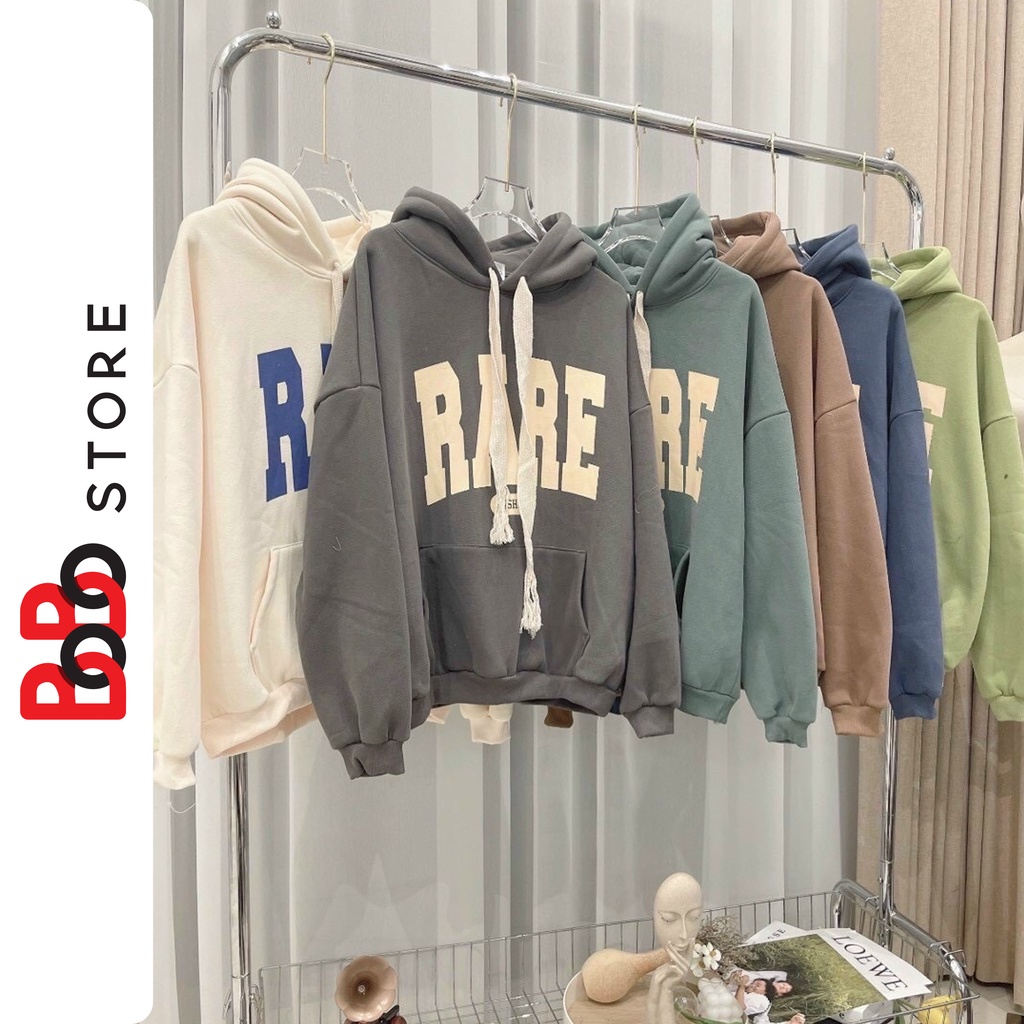 Áo Hoodie nỉ bông in chữ RATE form rộng unisex dành cho nam nữ - BoBo Store