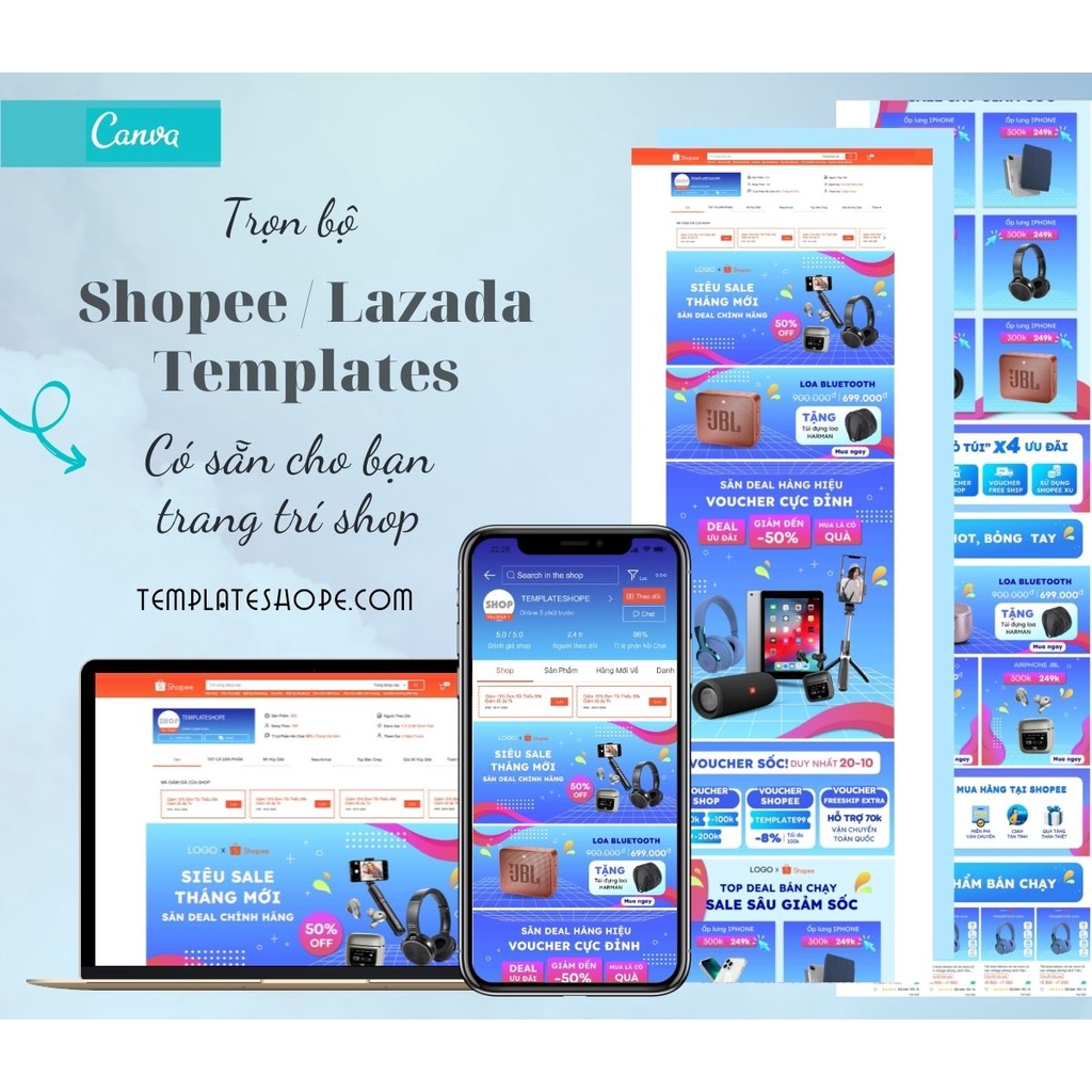 Template Shopee / banner instagram trang trí shop ngành thiết bị điện tử