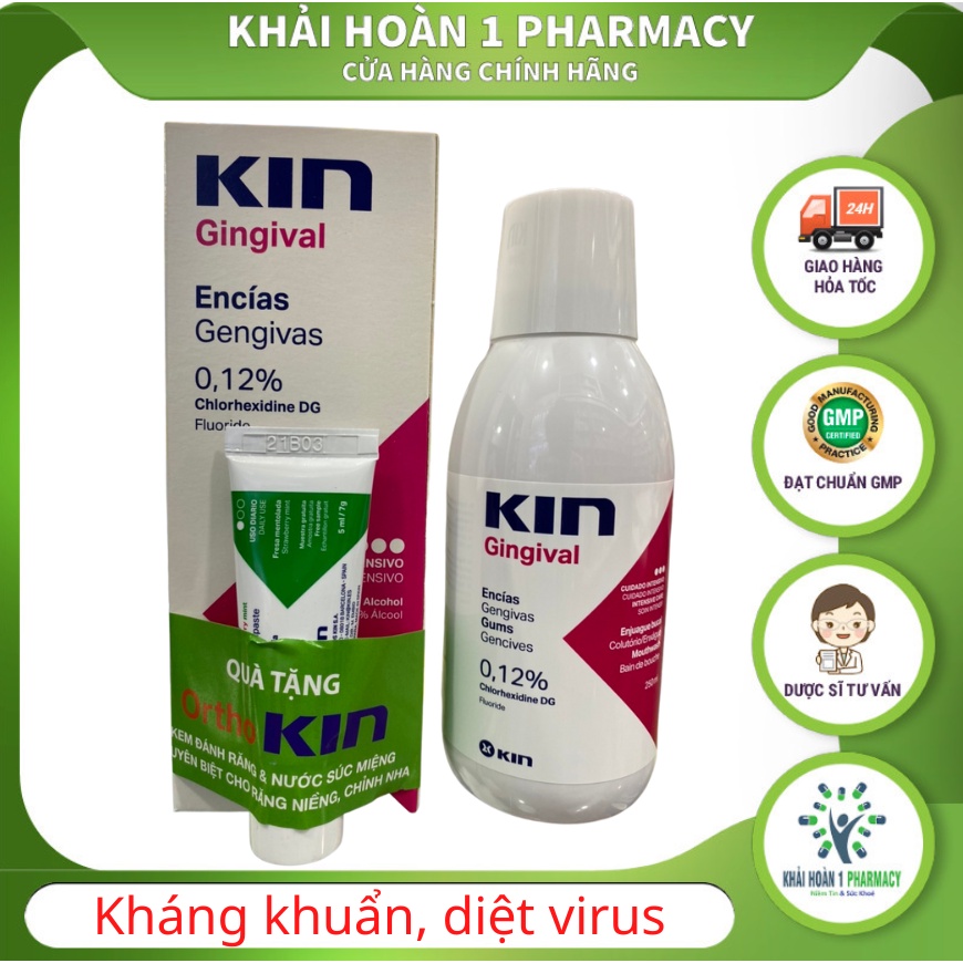 Nước súc miệng KIN GINGIVAL loại bỏ vi khuẩn, cải thiện tình trạng viêm nha chu hiệu quả (250ml)