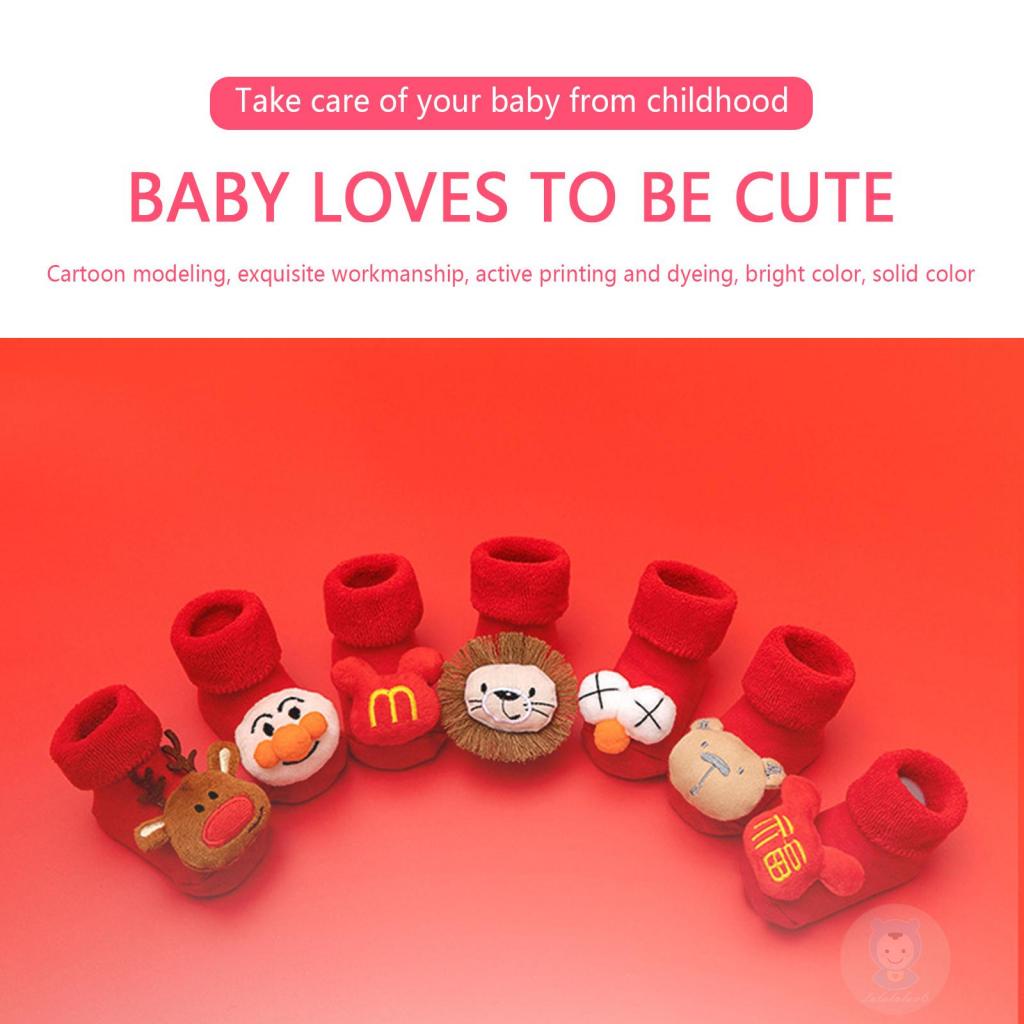 Tất Chống Trượt In Hoạt Hình Giáng Sinh Dễ Thương Cho Bé Tập Đi LAA6