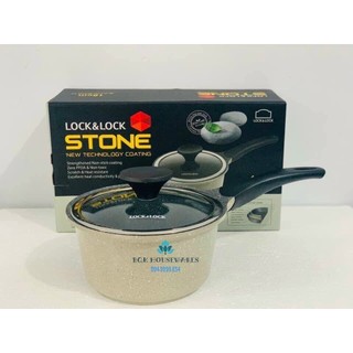 [ LOCK&LOCK ] Nồi một tay cầm  - Quánh 7 lớp LCA6181D (18cm ) tráng đá stone Marble - xài đc bếp từ