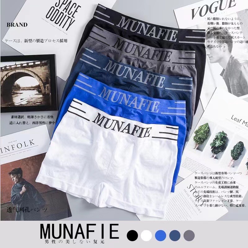 FM888 MUNAFIE Nam Boxer Vải Mềm Mại Và Thoải Mái Không Chặt Không Túi Zip