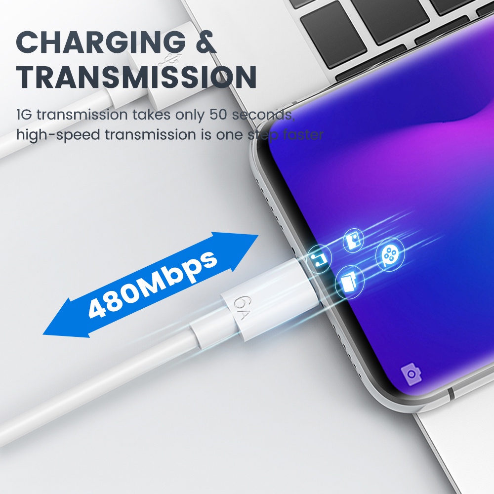 Cáp SạC Nhanh 66W 6A Type C Cho Huawei Mate 40 50