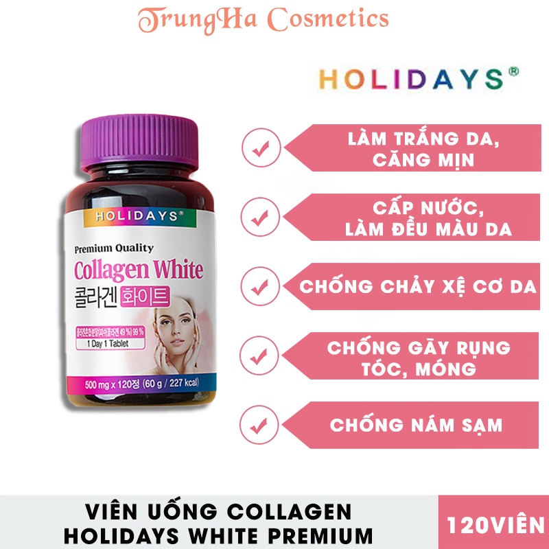 Collagen trắng da, viên uống trắng da, collagen đẹp da Holidays White Premium 120 viên