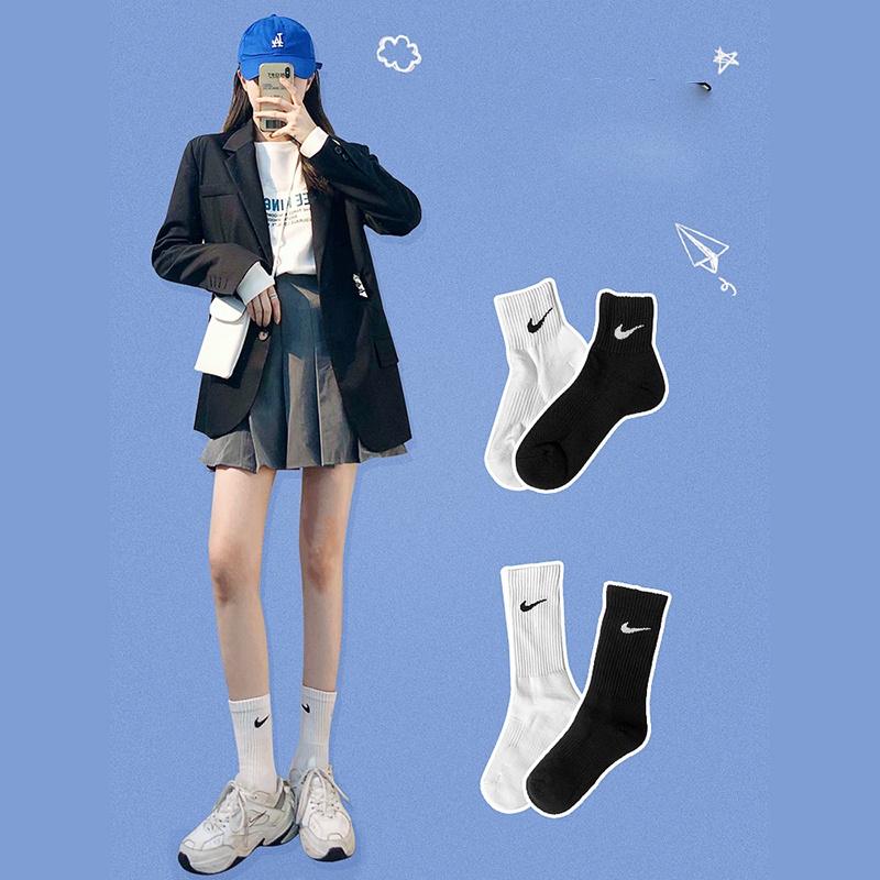 Đôi Vớ cotton Ngắn Màu Trắng Đen Thời Trang Cho Nam Nữ