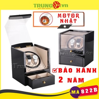 [MOTOR NHẬT] Hộp Đựng Đồng Hồ Cơ 2 Xoay + 2 Tĩnh Vỏ Gỗ Sơn Mài - Mã 822B