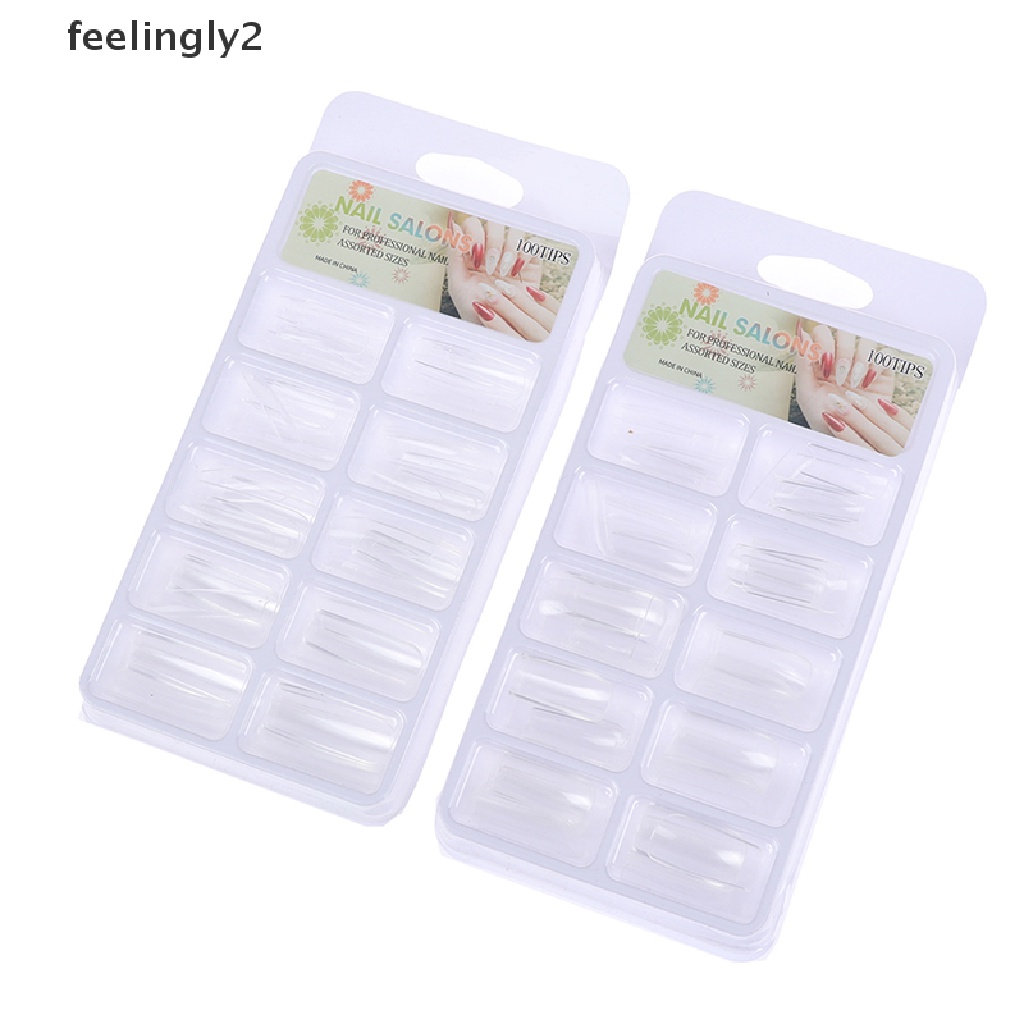 1 Hộp Móng Tay Giả Trong Suốt Đính Đá Pha Lê