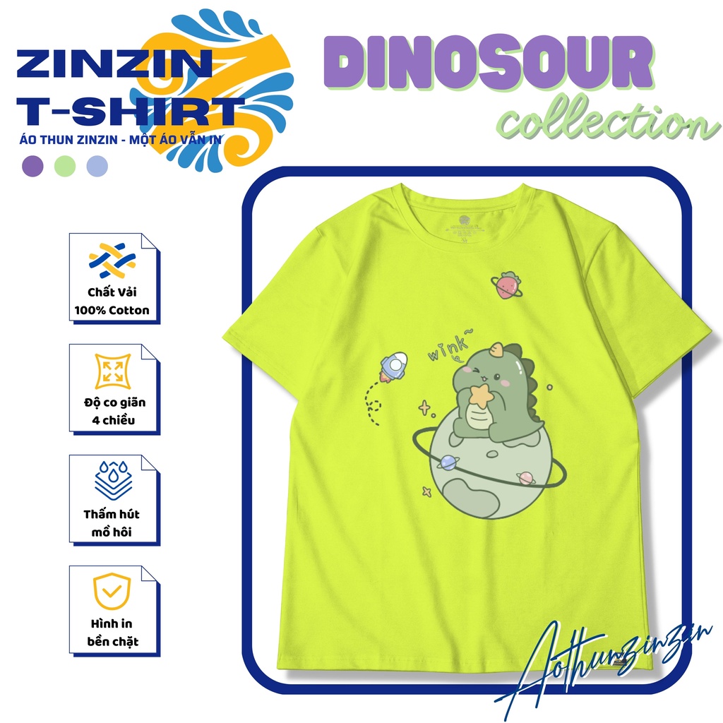 Áo thun khủng long cute 100 phần trăm cotton 4 chiều cao cấp, mềm mịn, co giãn 4 chiều, bảo hành hình in (mẫu số 4)