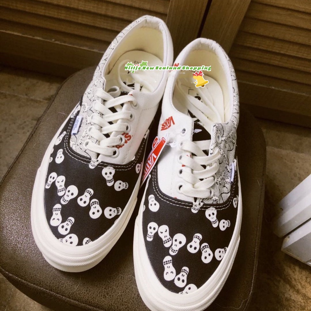 Giày Thể Thao Vans Vault Og Era LX Vải Canvas Cổ Thấp Họa Tiết Đầu Lâu Cá Tính Cho Nam Và Nữ