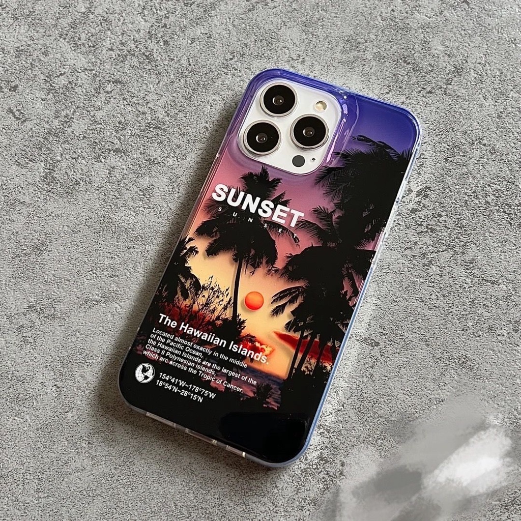 Ốp Điện Thoại In Hình Cây Dừa Hoàng Hôn Cho Apple 14 IP11 / 12pro / 13 TikTok 14plus