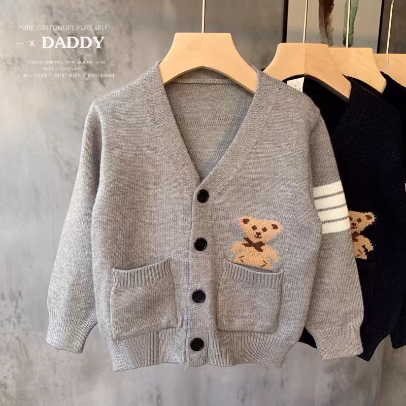 Áo Khoác Cardigan Dệt Kim Phong Cách Retro Thời Trang Thu Đông 2022 Mới Cho Bé Trai