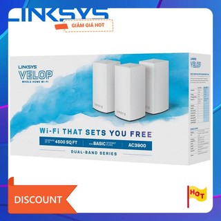 Bộ phát Wifi Linksys Velop WHW0103 Mesh Dual-Band MU-MIMO 3-Pack AC1300Mbps (Hàng chính Hãng)