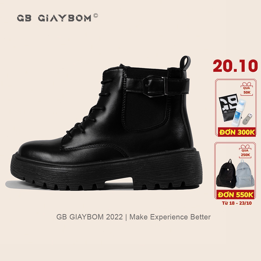 Giày Bốt Nữ Cổ Cao Giày BOM Boot Đế Cao Da Bóng, Màu Đen Thời Trang Phong Cách Mới Nhất giayBOM B1313