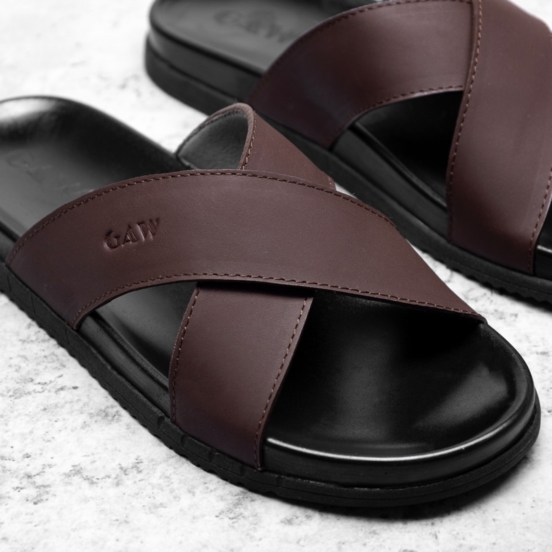 Dép Gaw chéo da bò mã G228N