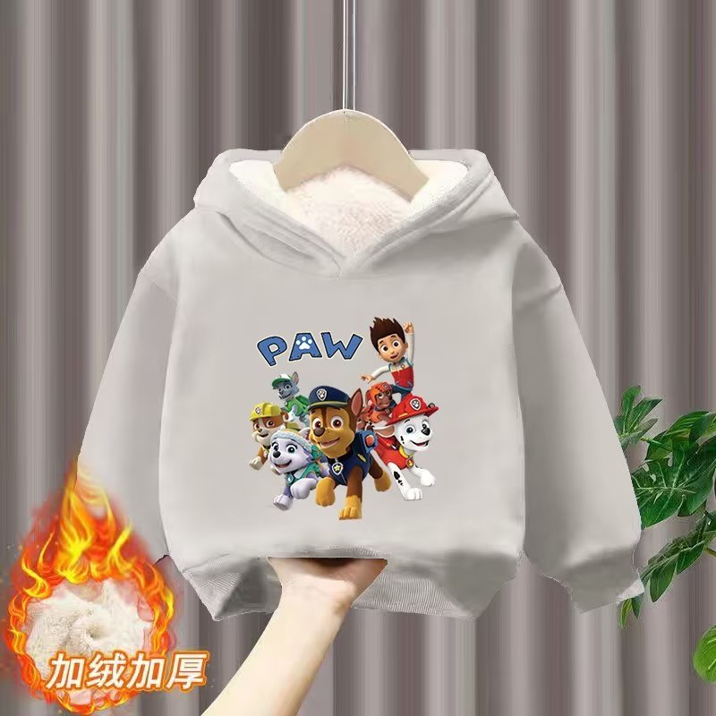 Áo Hoodie Tay Dài Cổ Tròn Lót Lông Cừu Dày In Họa Tiết Thời Trang Mùa Thu Mới Cho Bé Trai