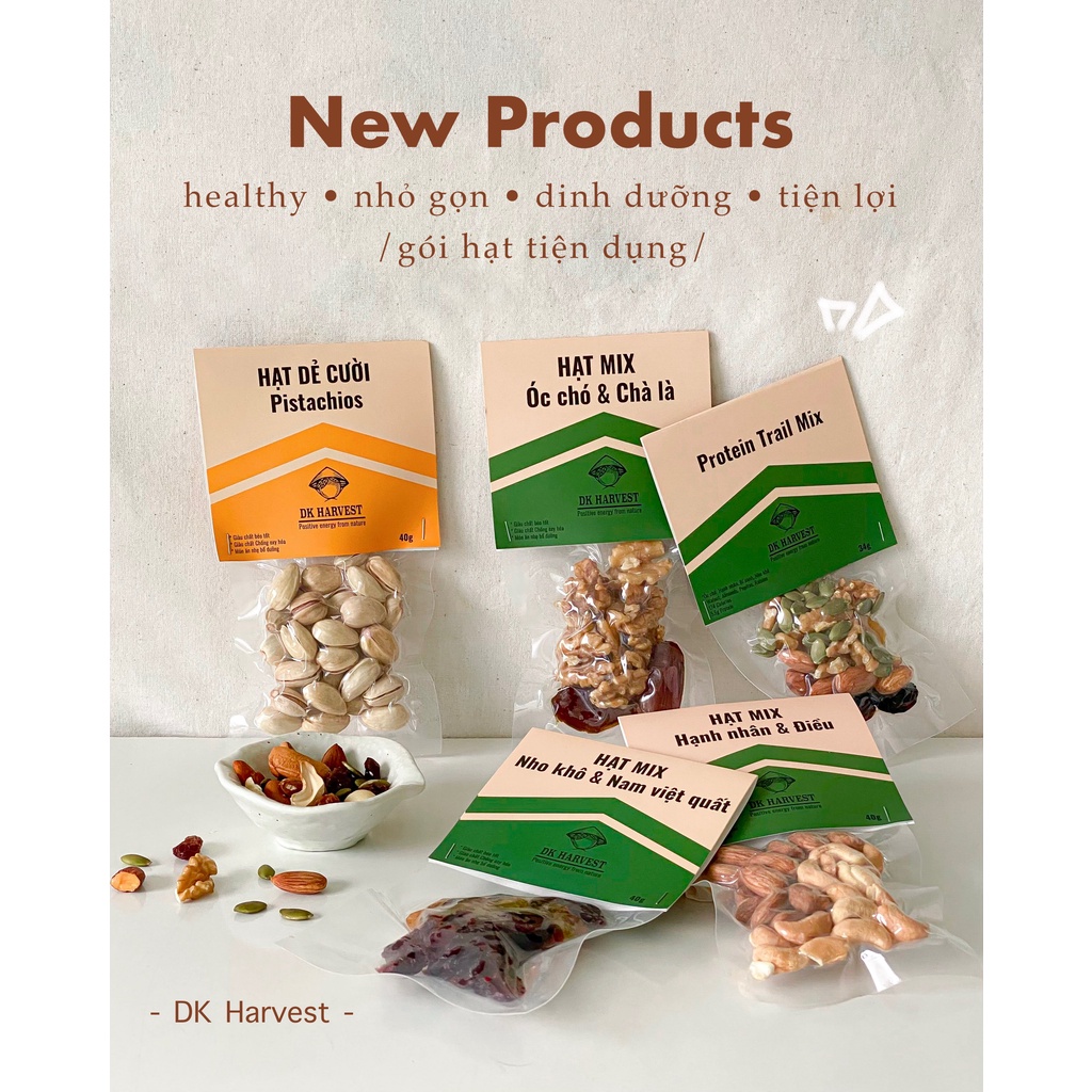 Healthy Trail Mix - Gói trái cây sấy Tiện Dụng DK HARVEST - Túi 40g (nho 3 màu 20g, nam việt quất 20g)