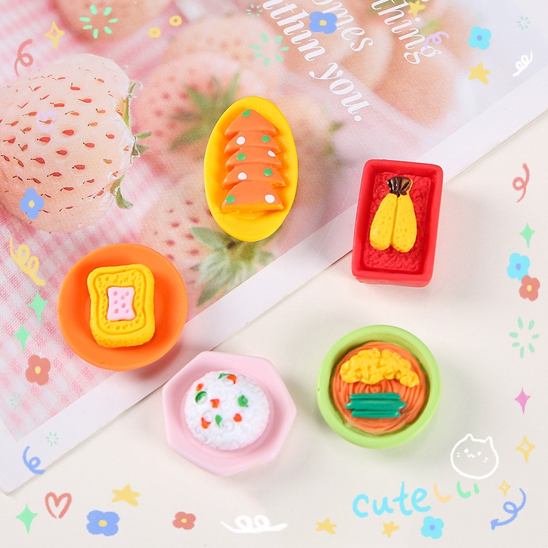 Set 10 Túi Đựng Đồ Ăn Mini Bằng Nhựa Resin Diy Cho Điện Thoại Di Động