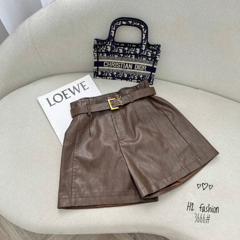 QUẦN SHORT DA KÈM ĐAI YSLL HÀNG QC CHẤT ĐẸP MS20189