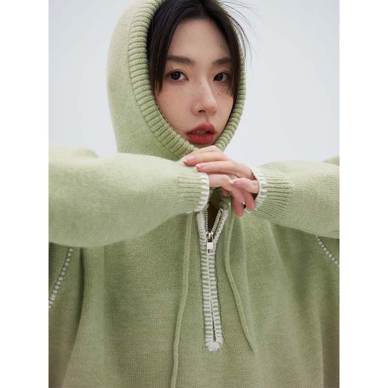 Áo Sweater Có Mũ Trùm Nửa Dây Kéo Nửa Thân Mềm Mại Thời Trang Thu Đông Cho Nam Và Nữ